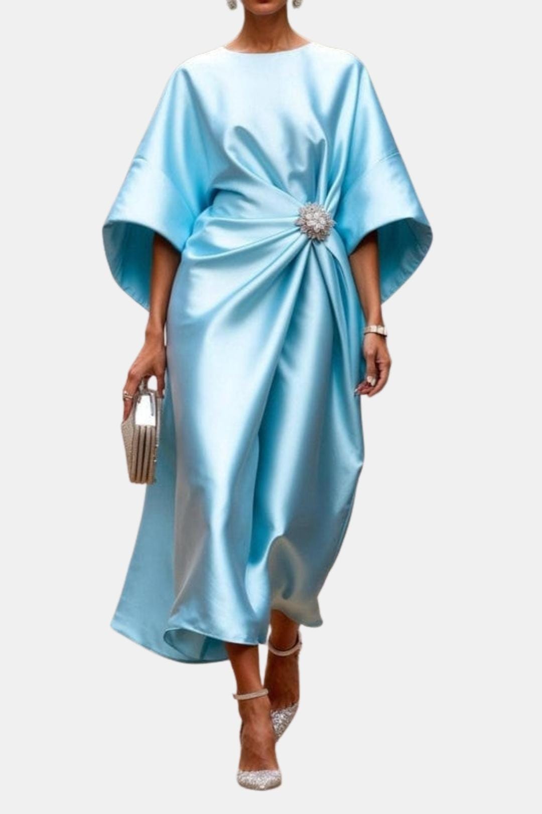 Verbera - Wide Sleeve Satin Maxi Dress