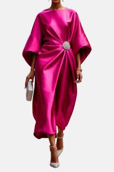 Verbera - Wide Sleeve Satin Maxi Dress