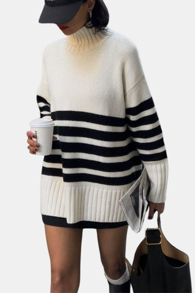 Veyra – Black & White Stripe Sweater