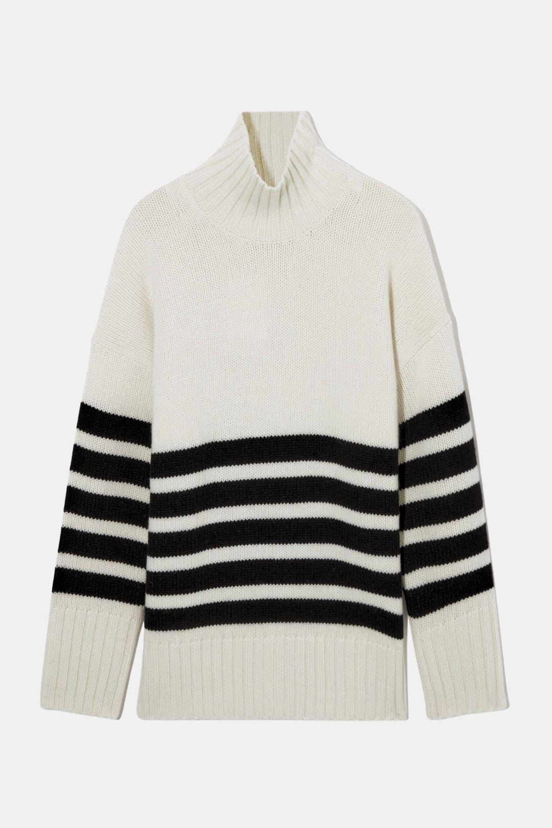 Veyra – Black & White Stripe Sweater