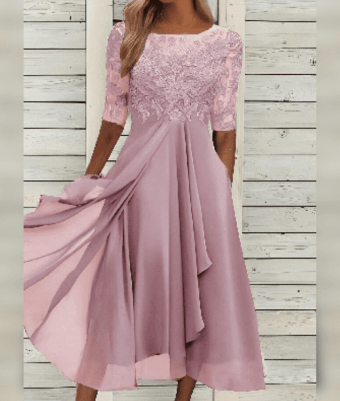 Vinelisse – Elegant Half Sleeve Midi Dress