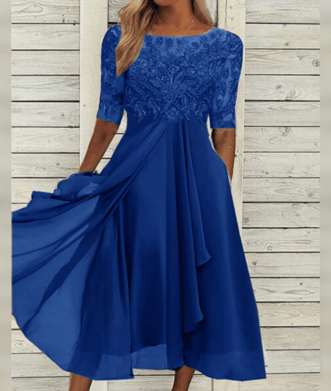 Vinelisse – Elegant Half Sleeve Midi Dress