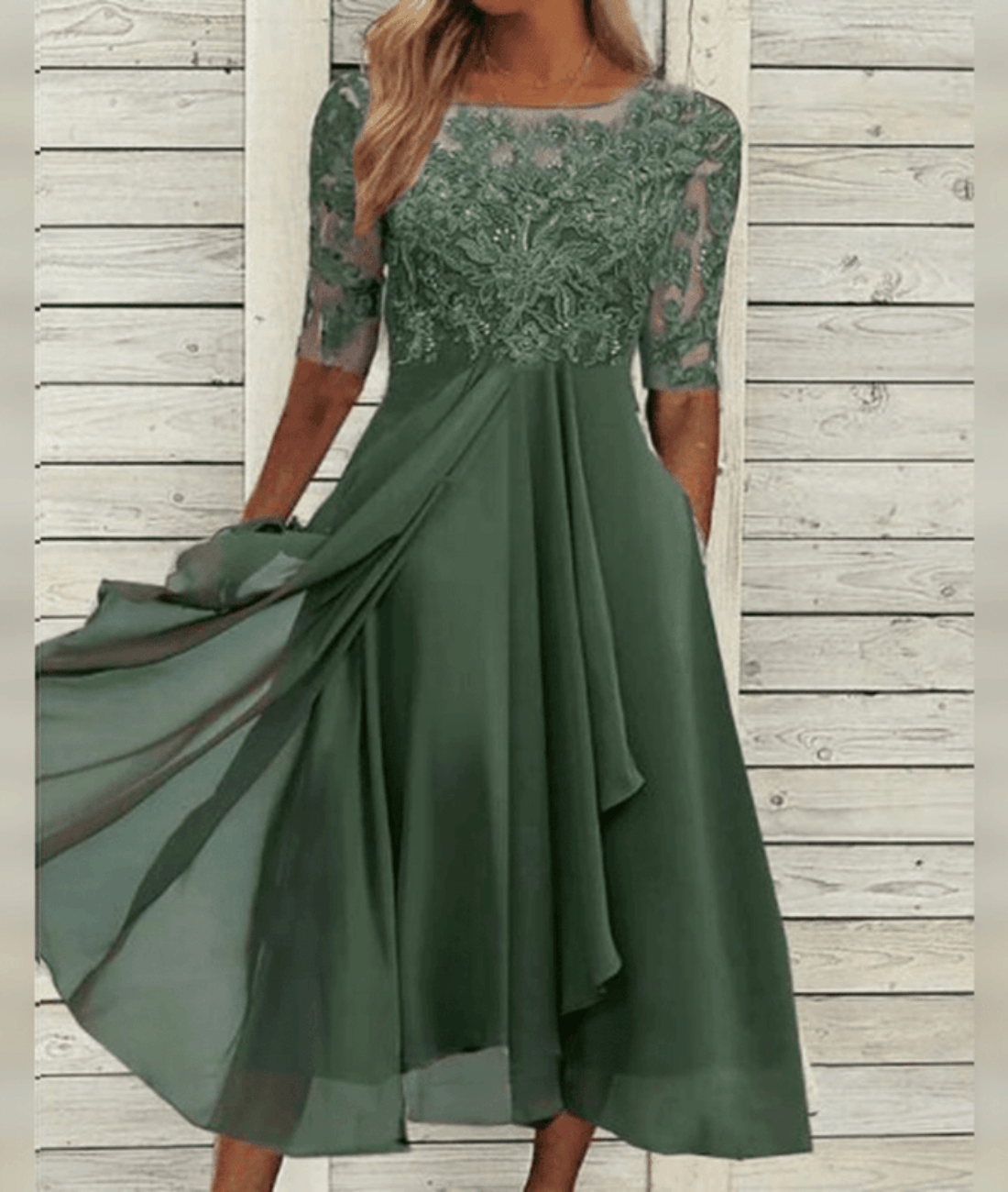 Vinelisse – Elegant Half Sleeve Midi Dress