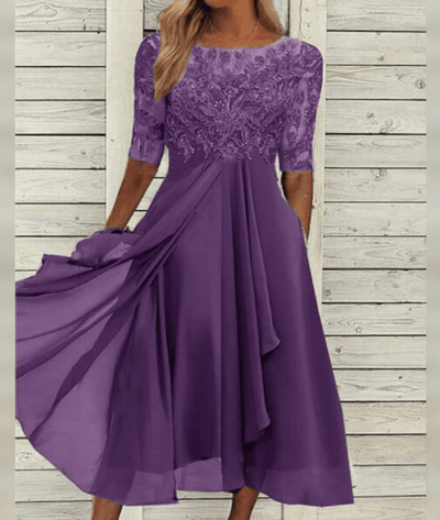 Vinelisse – Elegant Half Sleeve Midi Dress