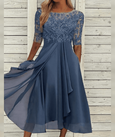 Vinelisse – Elegant Half Sleeve Midi Dress