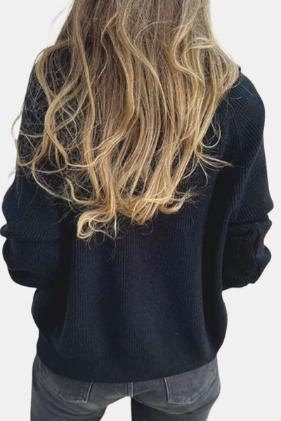 Violet - Zip-Up Long Sleeve Knit Sweater