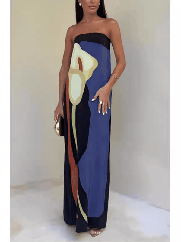 Esma – Strapless Color Block Maxi Dress