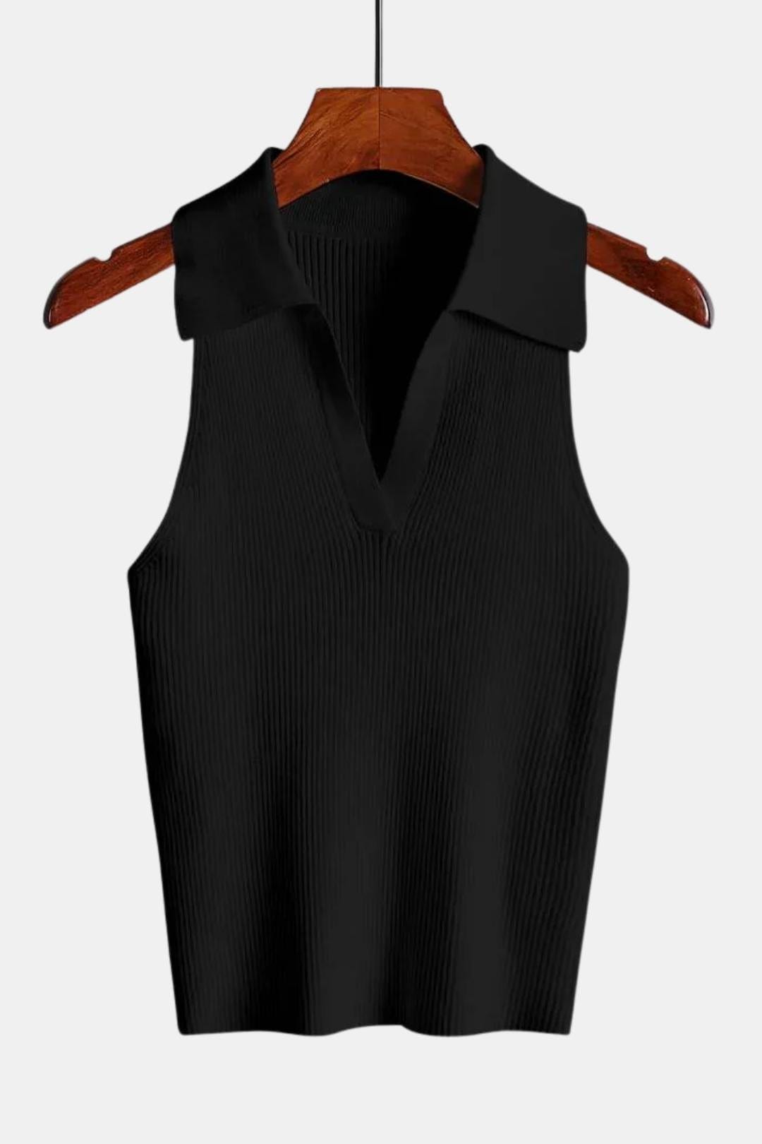 Viviana – Sleeveless V-neck Polo Top