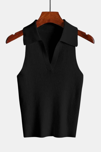 Viviana – Sleeveless V-neck Polo Top