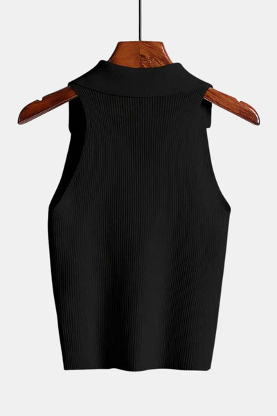 Viviana – Sleeveless V-neck Polo Top