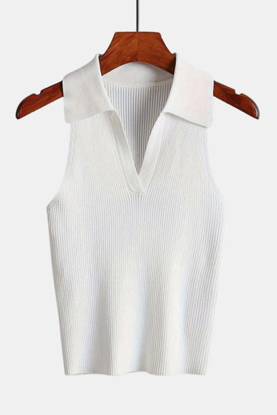 Viviana – Sleeveless V-neck Polo Top