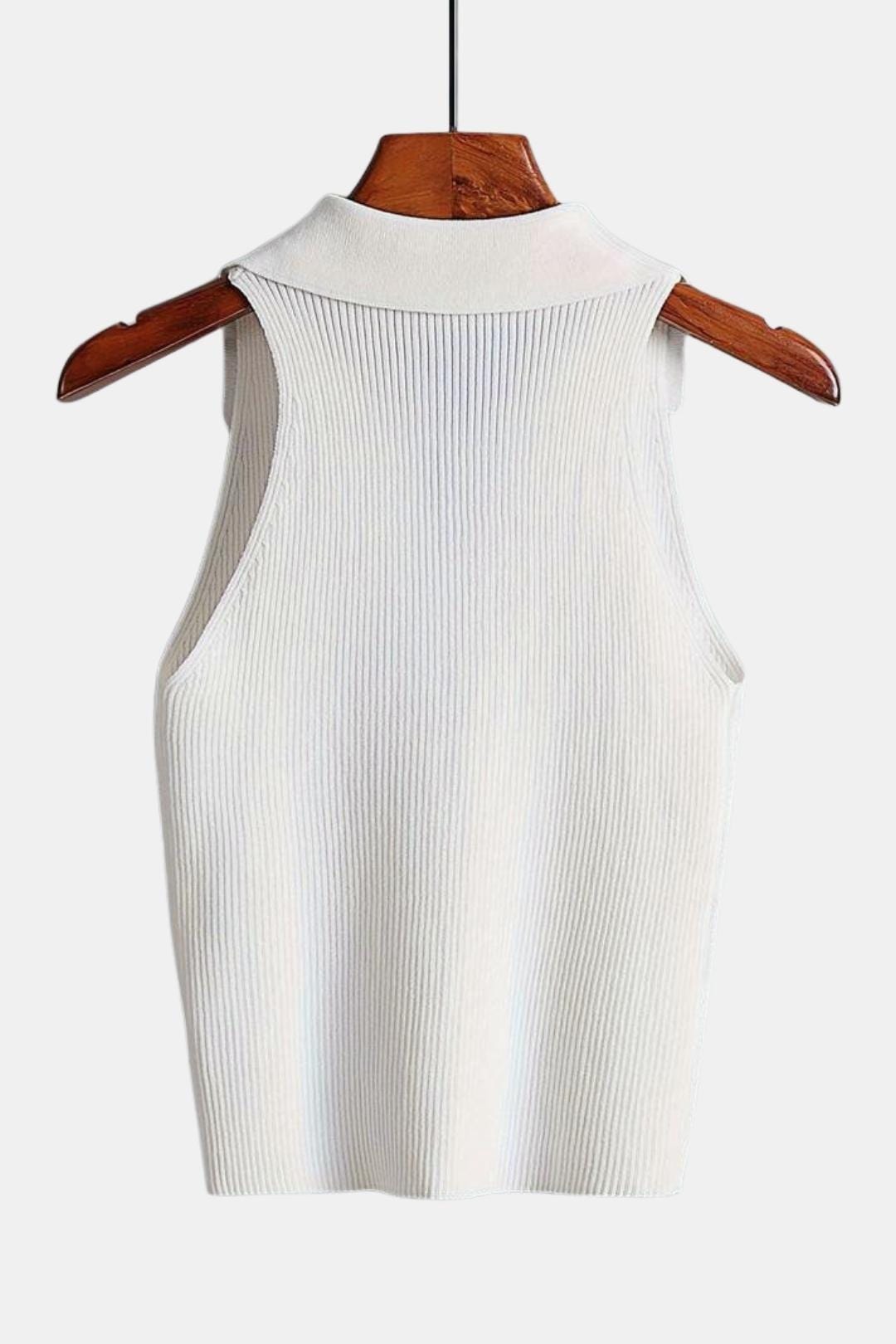 Viviana – Sleeveless V-neck Polo Top