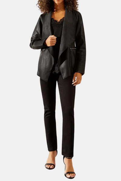 Vivienne – Faux Leather Waterfall Jacket
