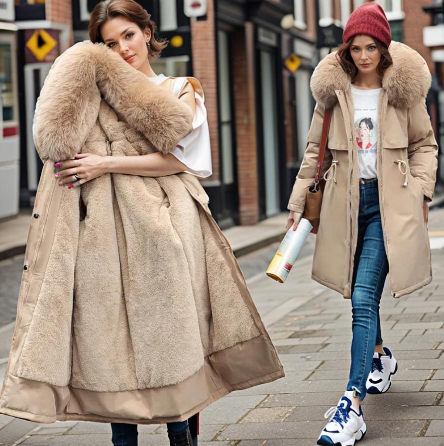 Luxury Faux Fur-Lined Coat | Oversized Fur Collar | Full-Length Design | Winter Statement Piece