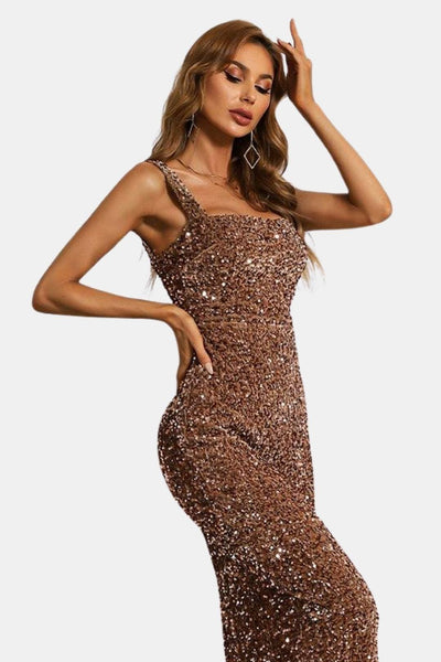Wendy - Square Neck Sequin Cocktail Dress