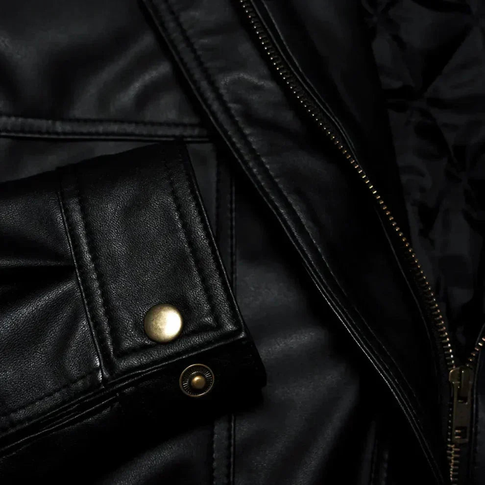 Classic Faux Leather Bomber Jacket | Quilted Lining | Timeless Style