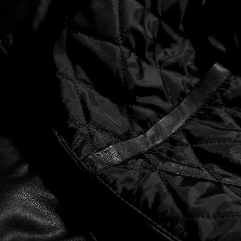 Classic Faux Leather Bomber Jacket | Quilted Lining | Timeless Style