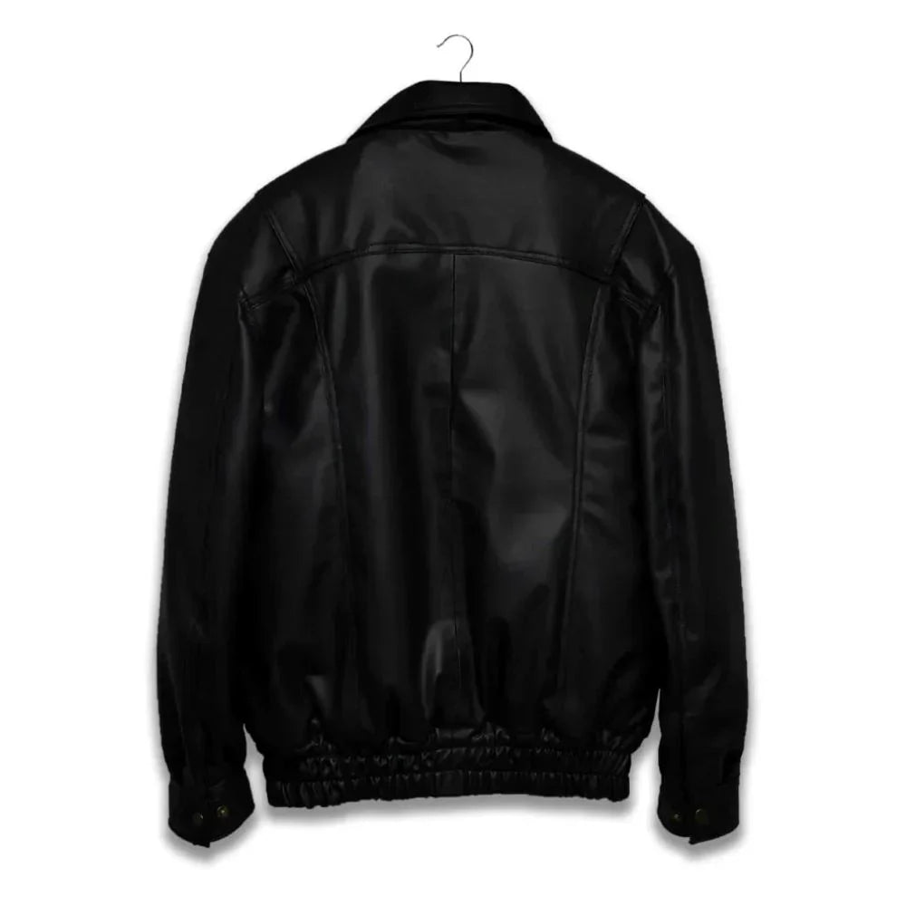 Classic Faux Leather Bomber Jacket | Quilted Lining | Timeless Style