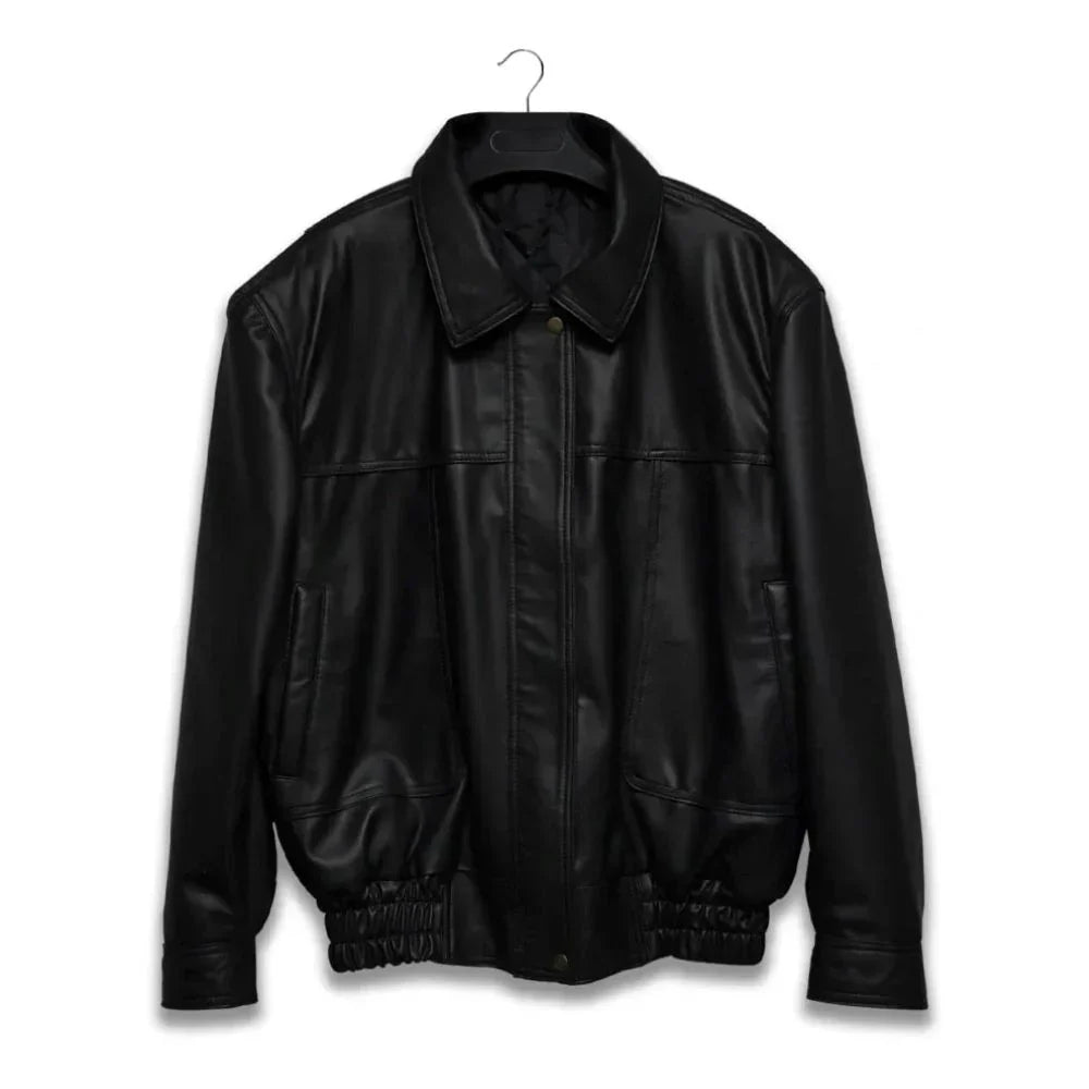 Classic Faux Leather Bomber Jacket | Quilted Lining | Timeless Style