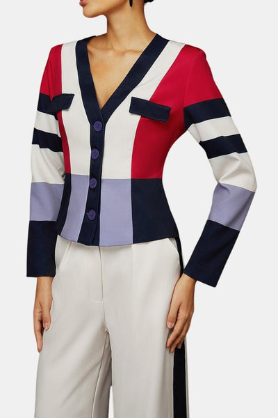 Wren – Urban Color Block V-Neck Cardigan