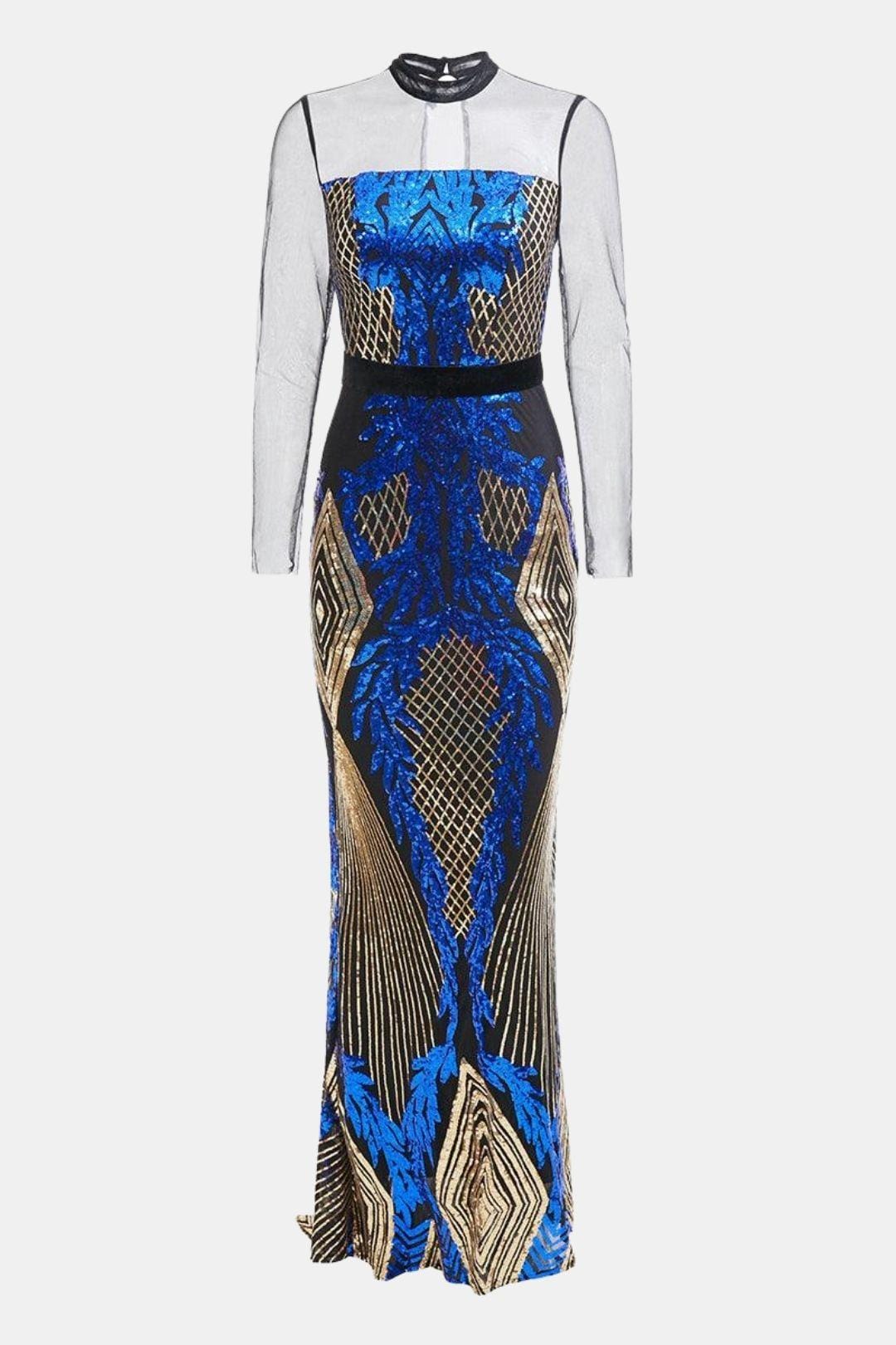 Ysa - Stand Collar Sequin Mermaid Evening Dress