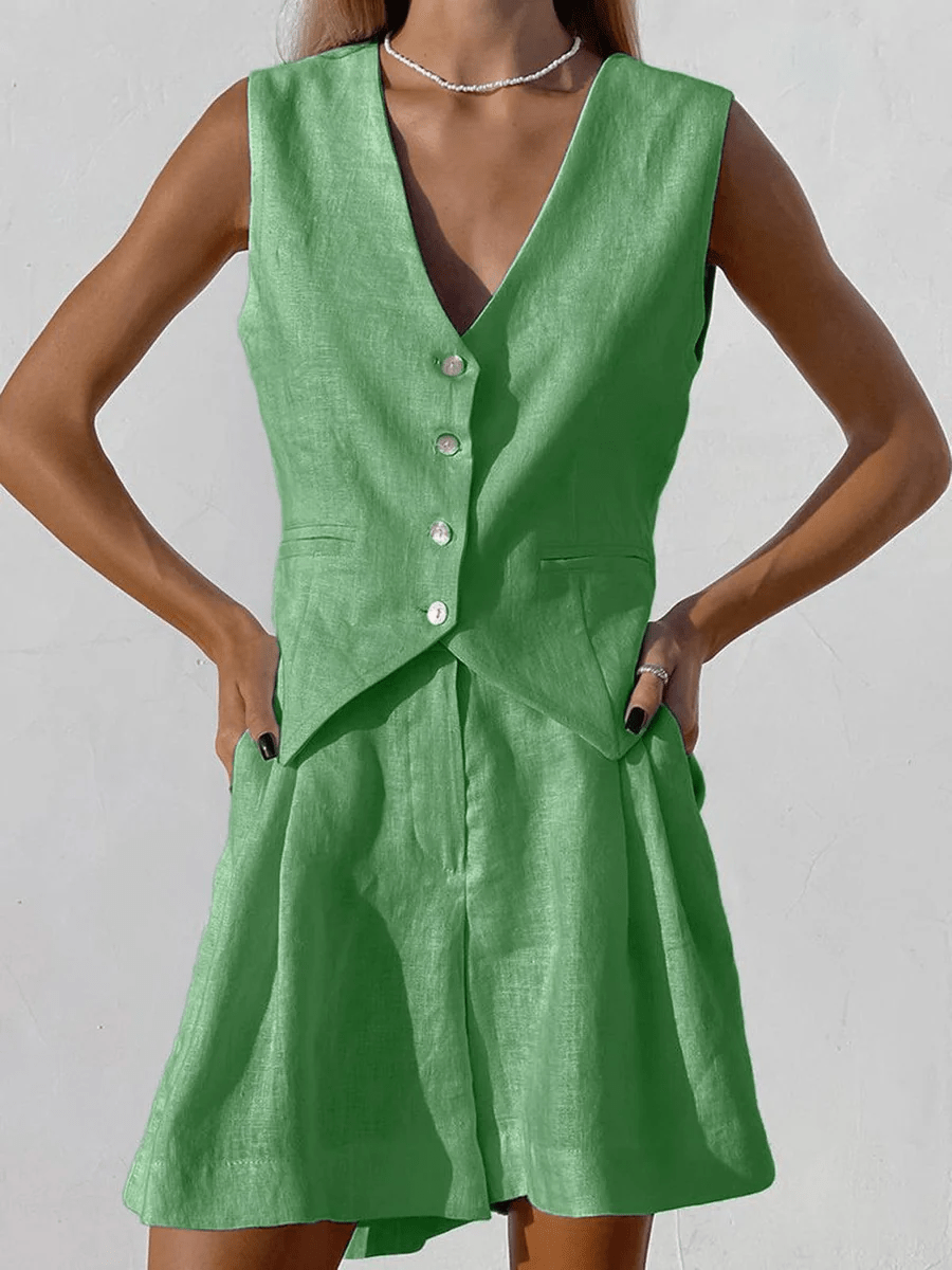 Marino – Button-Front Shorts Set