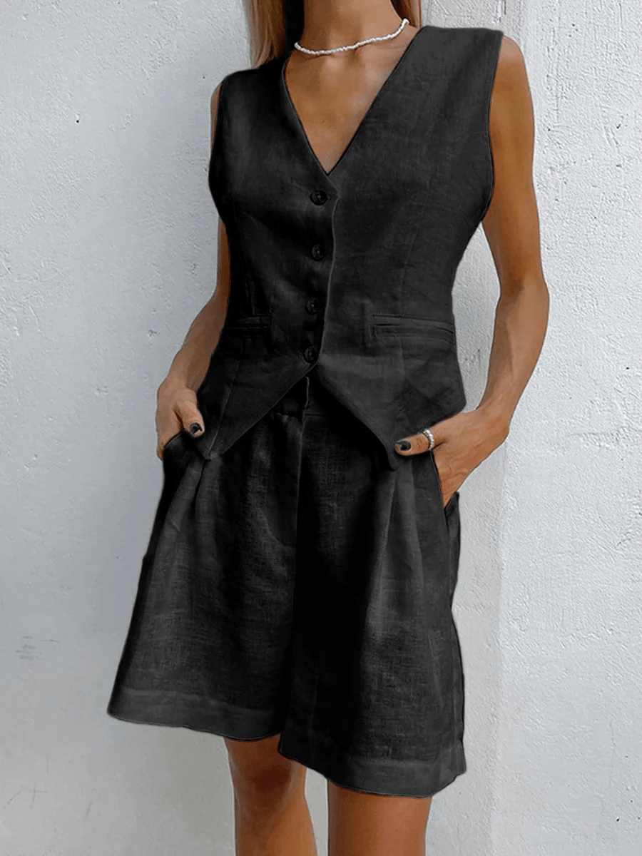 Marino – Button-Front Shorts Set
