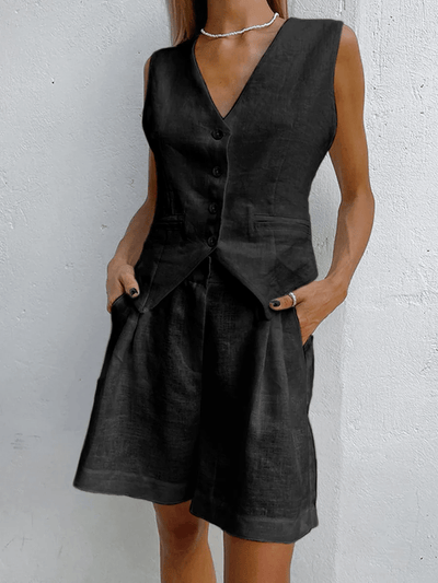 Marino – Button-Front Shorts Set