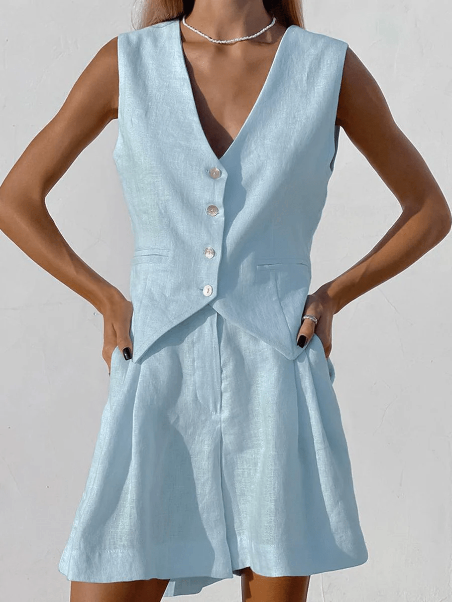 Marino – Button-Front Shorts Set