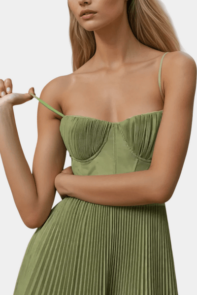 Celia – Off-Shoulder Maxi Dress in Green