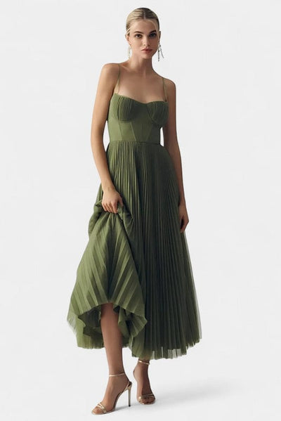 Celia – Off-Shoulder Maxi Dress in Green