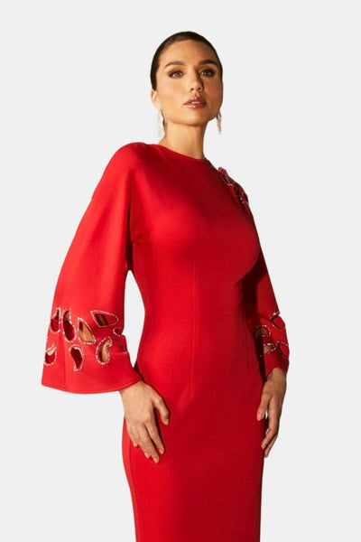 Zarelia - Long Sleeve Hollow Maxi Cocktail Dress