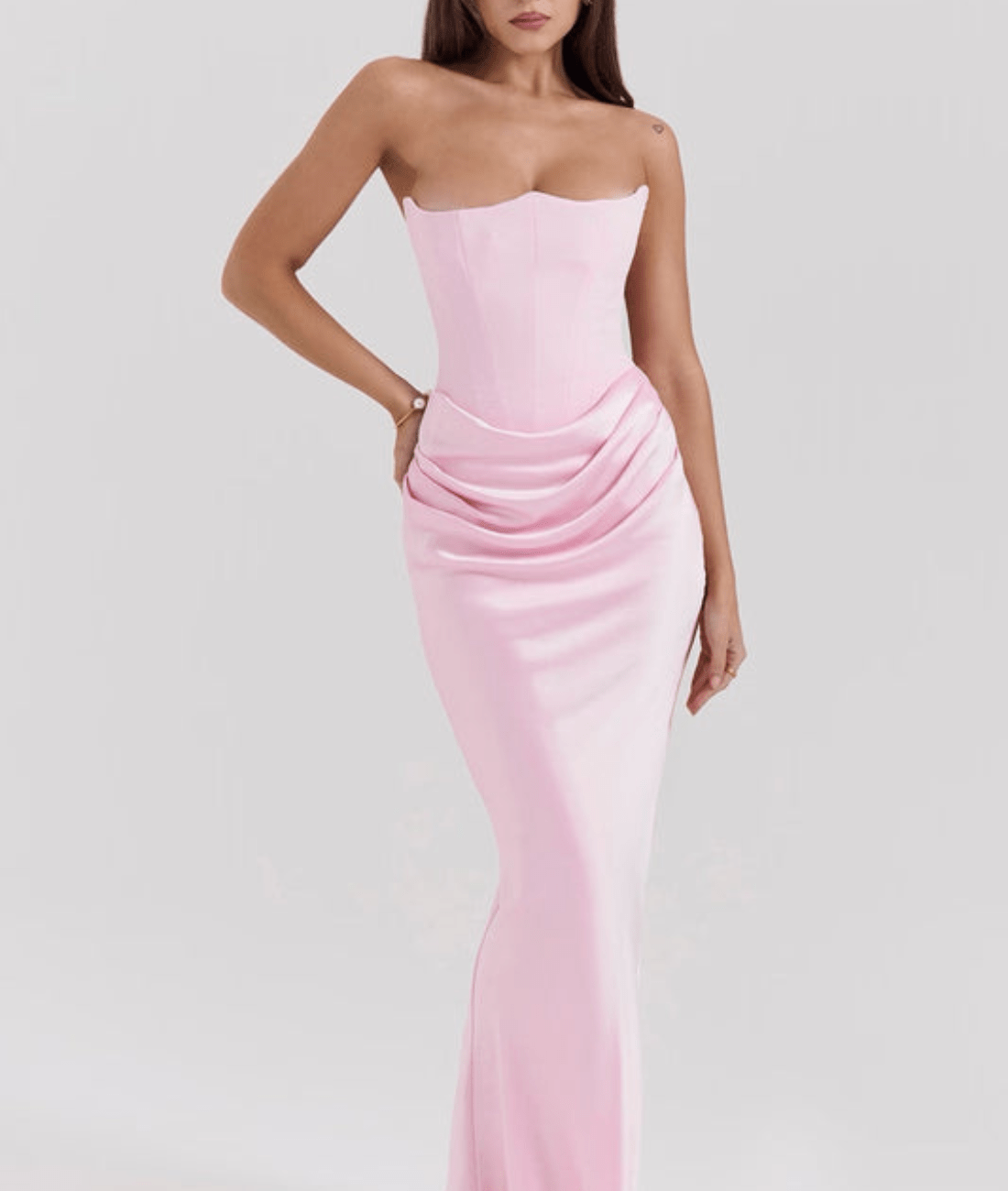 Zefyra – Elegant Draped Strapless Maxi Dress