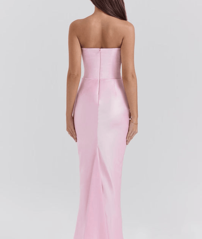 Zefyra – Elegant Draped Strapless Maxi Dress
