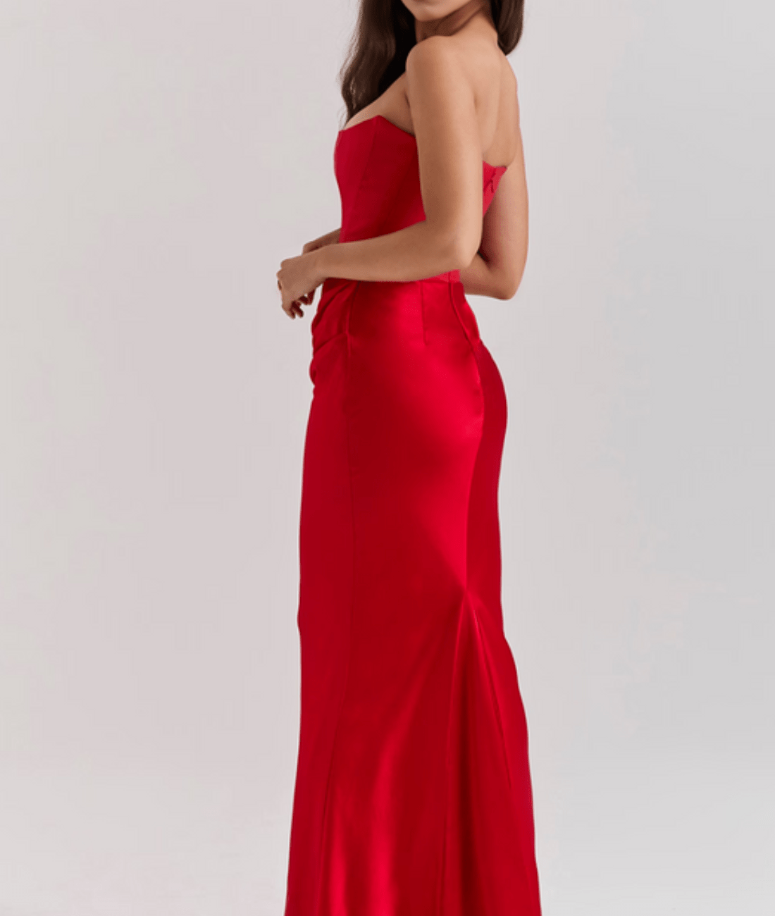 Zefyra – Elegant Draped Strapless Maxi Dress