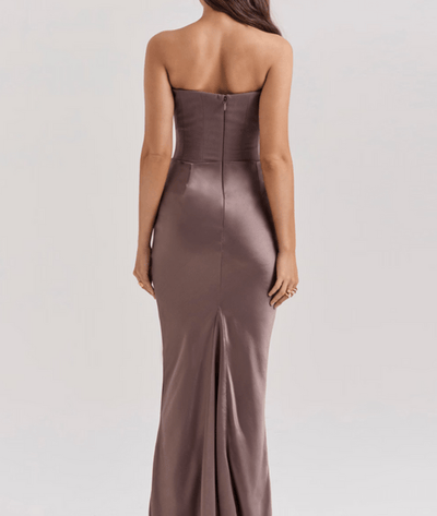 Zefyra – Elegant Draped Strapless Maxi Dress