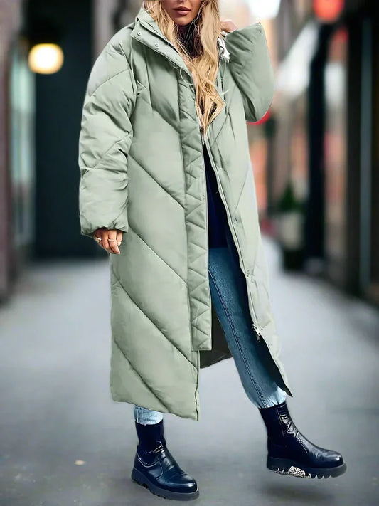 Long Quilted Puffer Coat | Oversized Fit | Hooded Design | Ultimate Winter Warmth