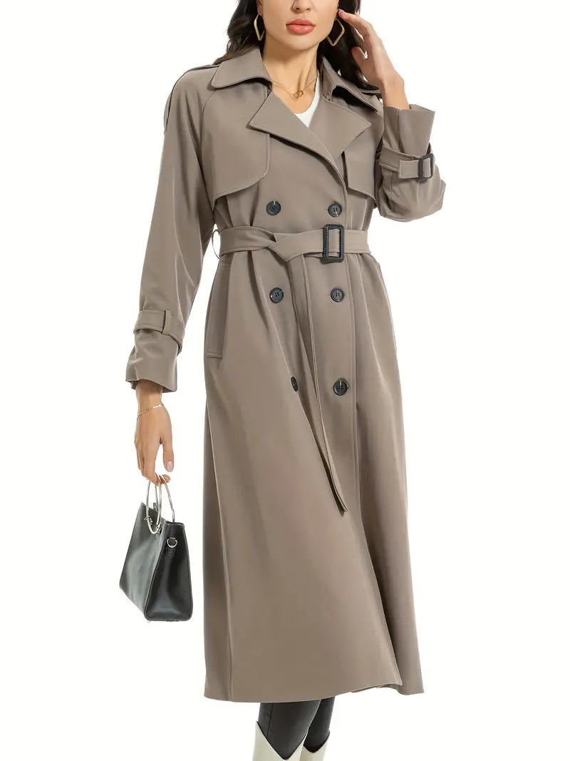 Classic Double-Breasted Trench Coat | Timeless Style | Belted Waist | Formal & Casual Wear