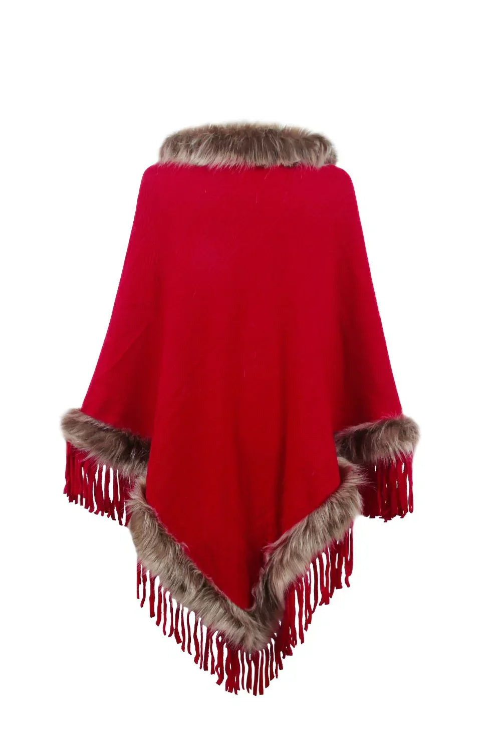 Faux Fur Trim Poncho | Elegant Knit Design | Cozy & Stylish | Versatile Layer