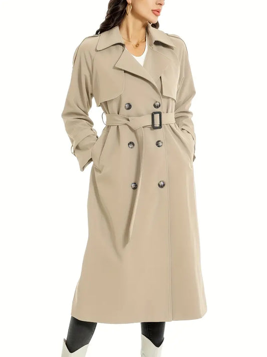 Classic Double-Breasted Trench Coat | Timeless Style | Belted Waist | Formal & Casual Wear