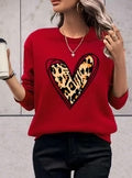 Leopard Heart Sweatshirt | Trendy Casual Wear | Stylish and Comfortable