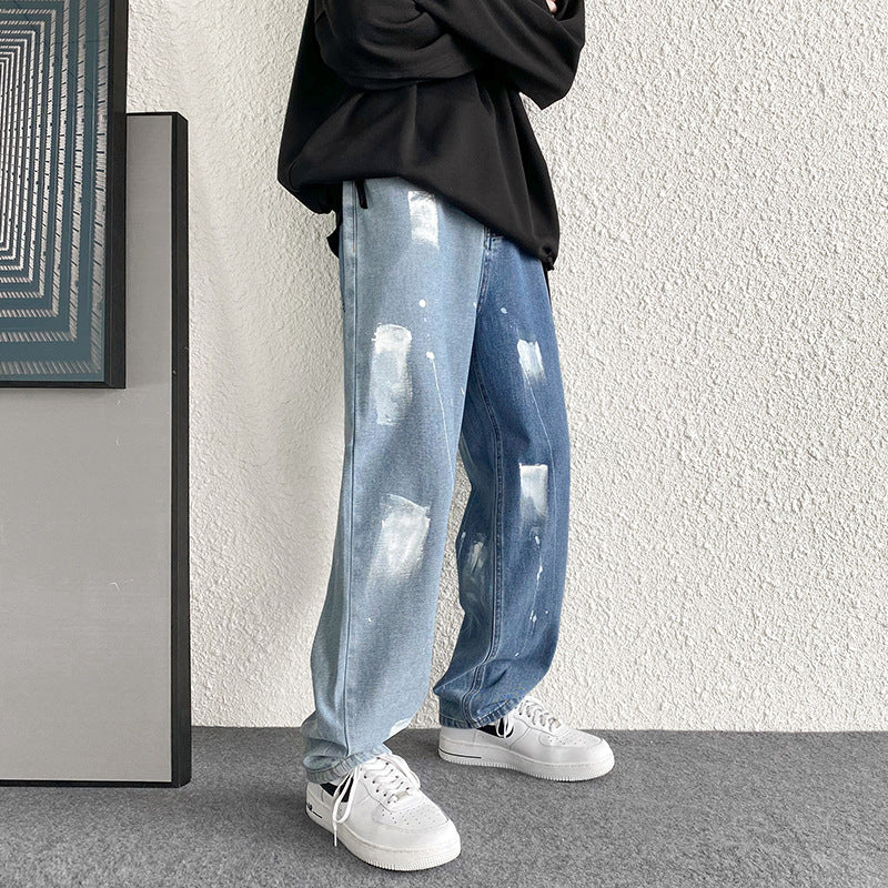 Distressed Splatter Jeans | Relaxed Fit | Artistic Streetwear