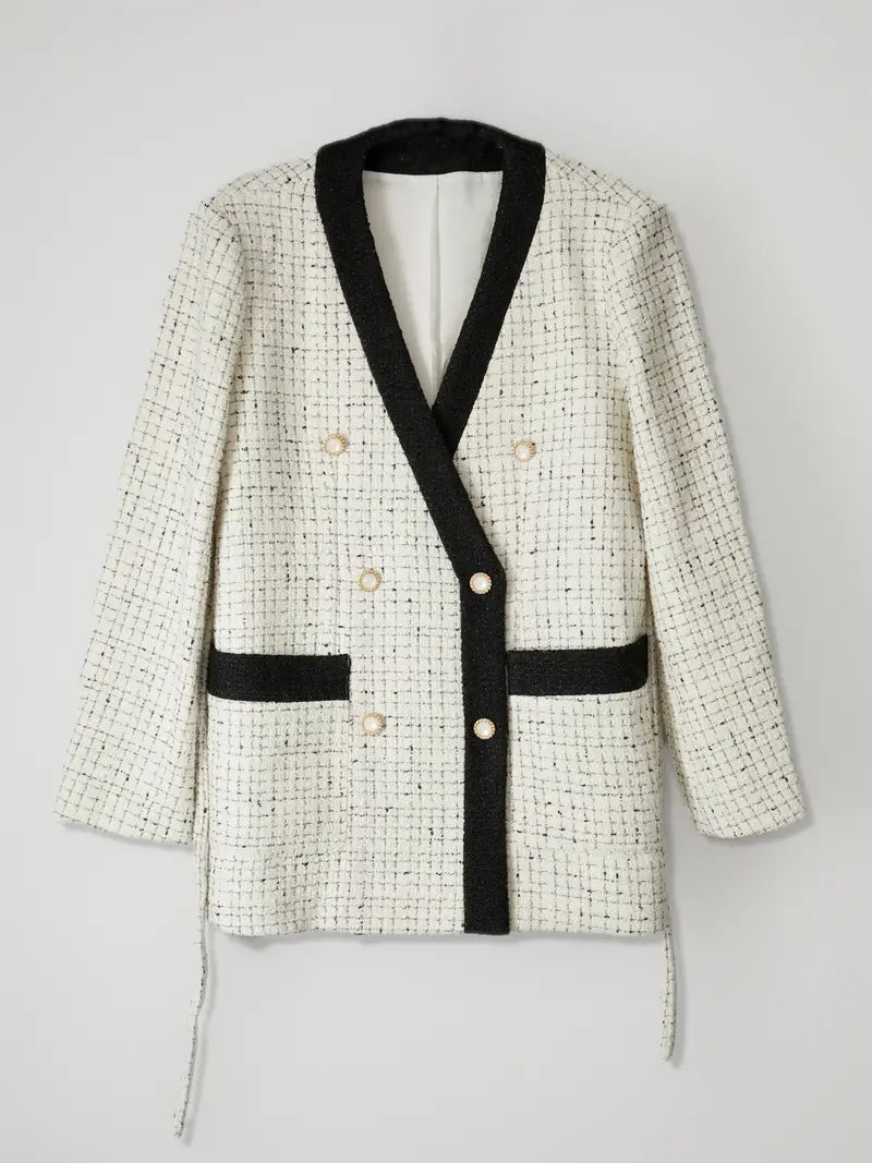 Contrast-Trim Tweed Blazer | Tailored Fit | Chic and Sophisticated | Elegant Style