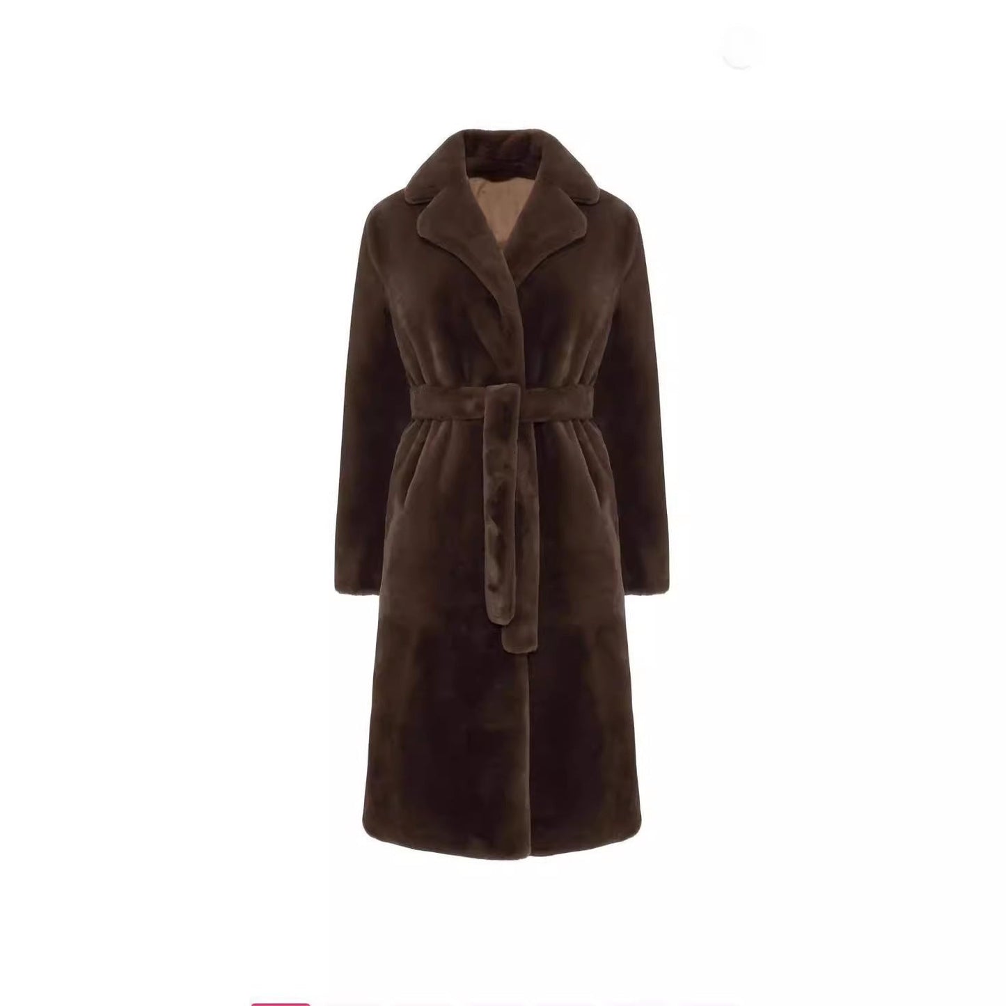 Full-Length Faux Fur Coat | Belted Waist | Luxurious Warmth