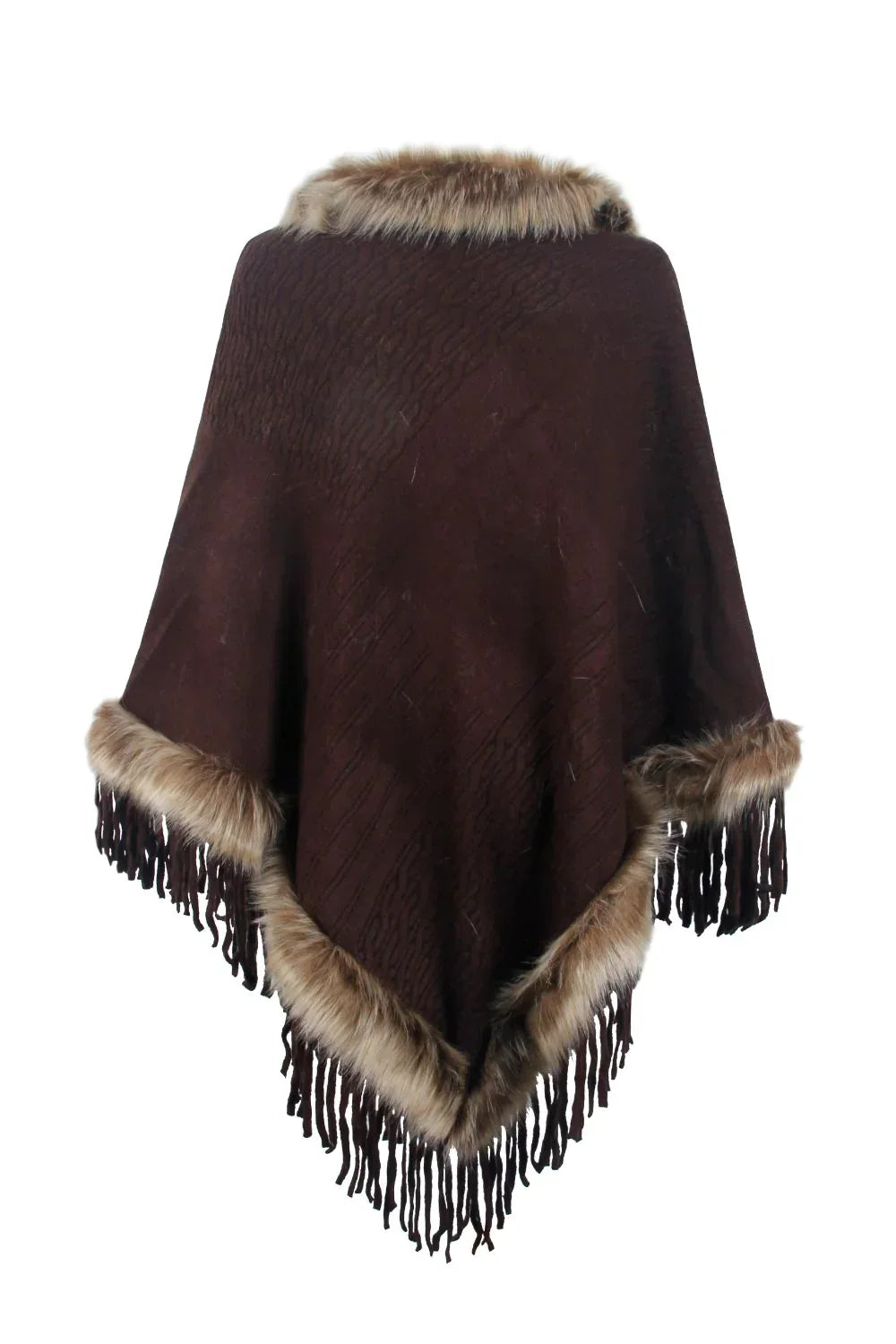 Faux Fur Trim Poncho | Elegant Knit Design | Cozy & Stylish | Versatile Layer