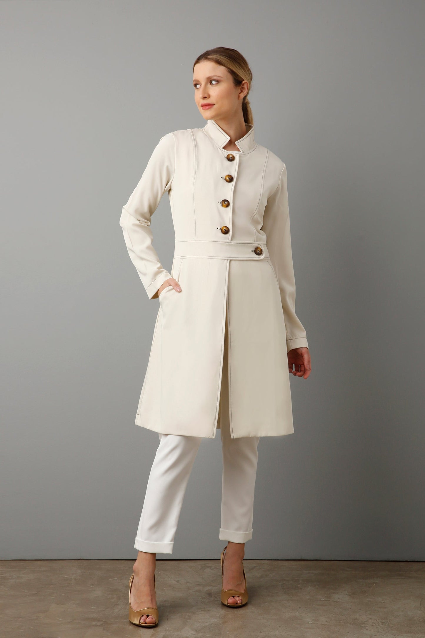 A-Line Long Kurti | Button Detail | Formal Elegance