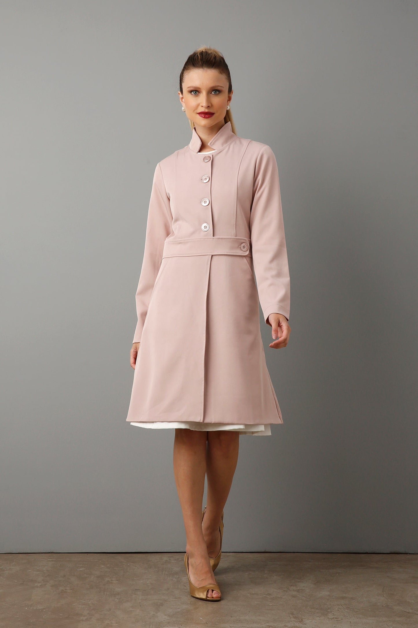 A-Line Belted Coat | Flared Silhouette | Feminine Elegance