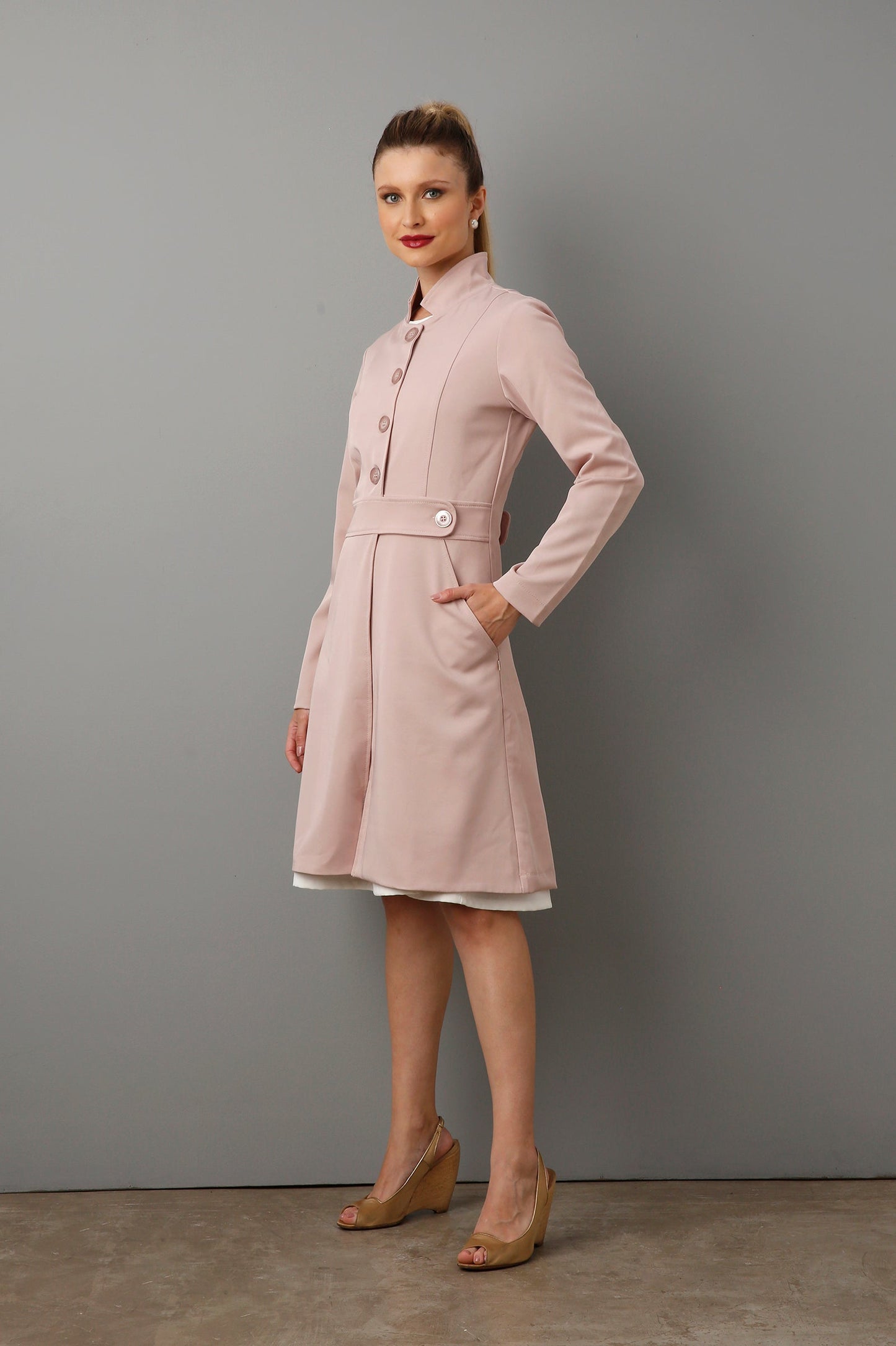 A-Line Belted Coat | Flared Silhouette | Feminine Elegance