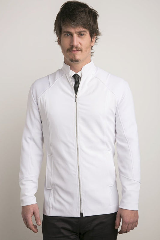 Classic White Zip-Up Jacket | Professional Style | Slim Fit