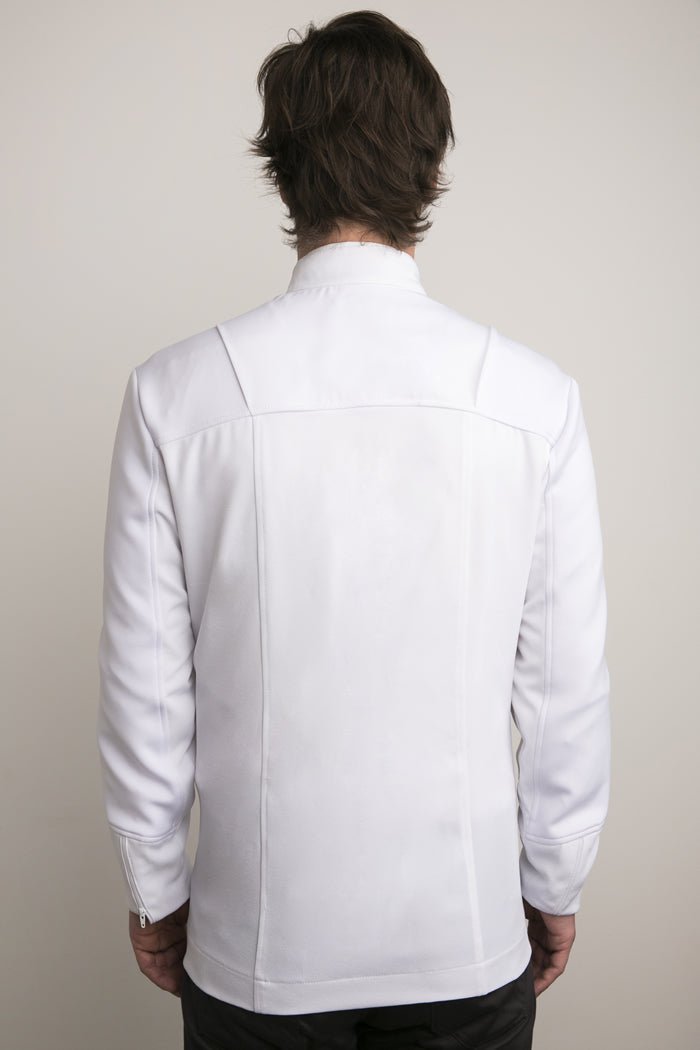 Classic White Zip-Up Jacket | Professional Style | Slim Fit